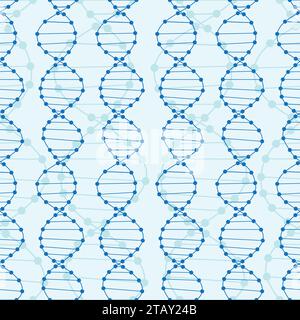 Dna seamless pattern. Blue Dna science background. Vector illustration Stock Vector