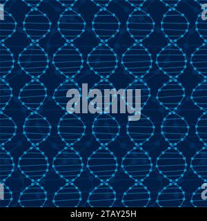 Dna seamless pattern. Blue Dna science background. Vector illustration Stock Vector