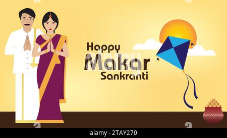 Happy Makar Sankranti wishes greeting Makar Sankranti is a Hindu observance and a festival Stock Vector