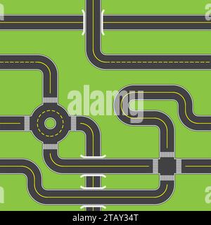 Urban Asphalt Roads. Seamless pattern. Vector illustration Stock Vector