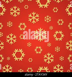 Red Snowflakes pattern for continuous replicate. Vector illustration Stock Vector