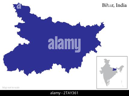 Bihar map of Indian state. Bihar map vector illustration. Bihar vector ...