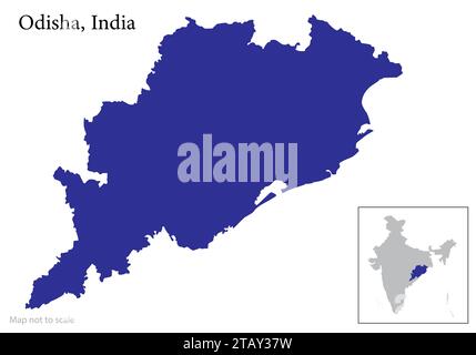 Indian state Odisha map vector , Odisha map Stock Vector