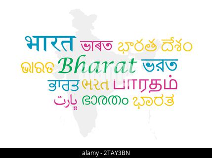 Bharat in major Indian language cloud vector illustration Stock Vector