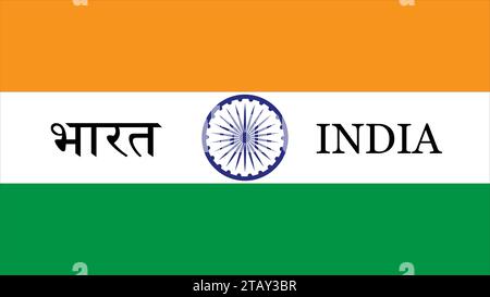 India Bharat text on Indian Map vector illustration Stock Vector