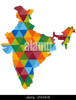 Colourful India map in geometric Hexagon Texture vector Stock Vector