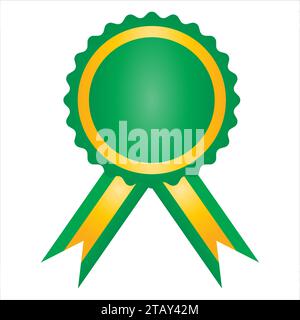 Green with golden award ribbon batch vector illustration Stock Vector