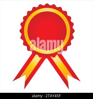 Red with golden award ribbon batch vector illustration Stock Vector
