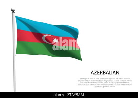 National flag Azerbaijan isolated waving on white background Stock Vector
