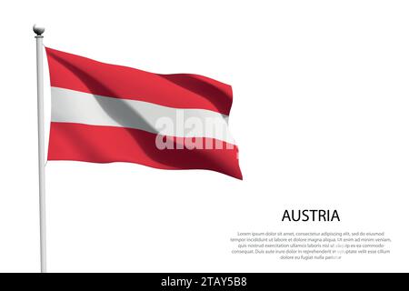 National flag Austria isolated waving on white background Stock Vector