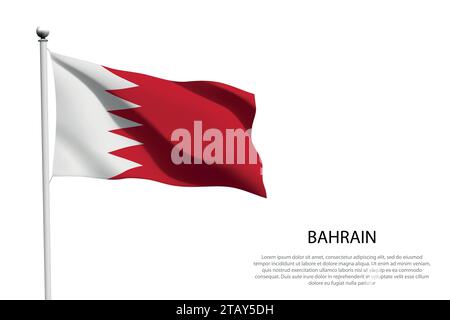 National flag Bahrain isolated waving on white background Stock Vector