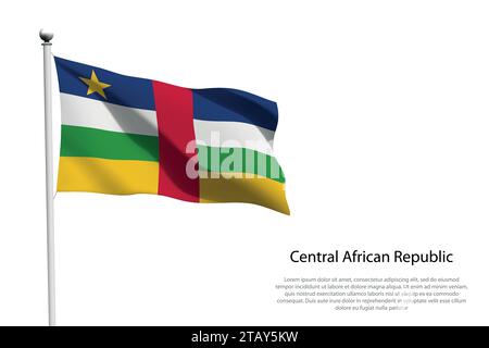National flag Central African Republic isolated waving on white background Stock Vector