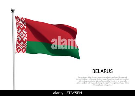 National flag Belarus isolated waving on white background Stock Vector