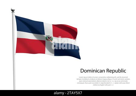National flag Dominican Republic isolated waving on white background Stock Vector
