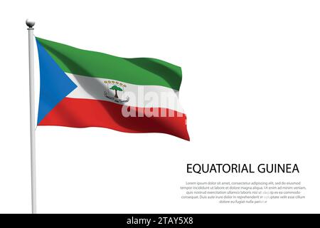 National flag Equatorial Guinea isolated waving on white background Stock Vector