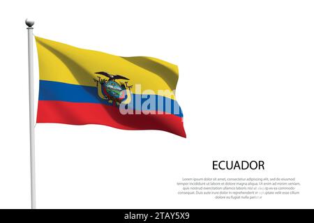 National flag Ecuador isolated waving on white background Stock Vector