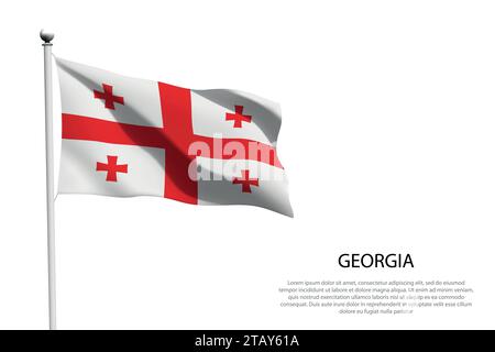 National flag Georgia isolated waving on white background Stock Vector