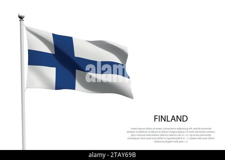 National flag Finland isolated waving on white background Stock Vector