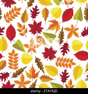 Colorful Autumn leaves seamless pattern background. Season holidays decoration, wrapping paper, textile print, generic fall background etc. Vector ill Stock Vector