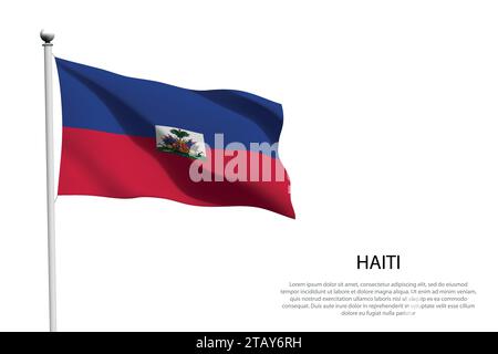 National flag Haiti isolated waving on white background Stock Vector