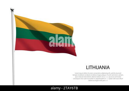 National flag Lithuania isolated waving on white background Stock Vector