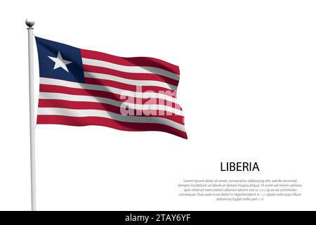 National flag Liberia isolated waving on white background Stock Vector