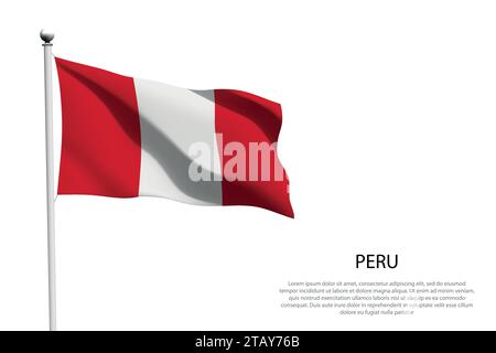 National flag Peru isolated waving on white background Stock Vector