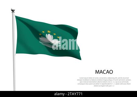 National flag Macao isolated waving on white background Stock Vector