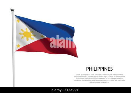 National flag Philippines isolated waving on white background Stock Vector