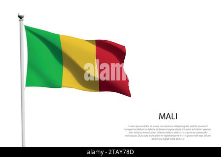 National flag Mali isolated waving on white background Stock Vector