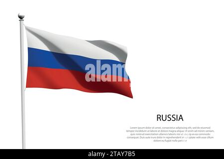 National flag Russia isolated waving on white background Stock Vector