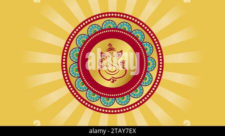 Hindu God Vinayaga Ganapati with traditional background vector illustration Stock Vector