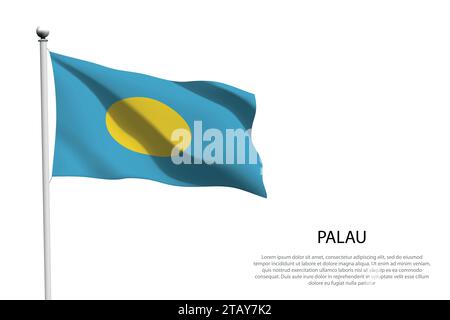 National flag Palau isolated waving on white background Stock Vector