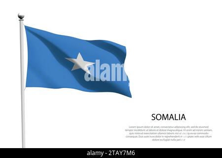 National flag Somalia isolated waving on white background Stock Vector