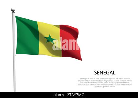 National flag Senegal isolated waving on white background Stock Vector