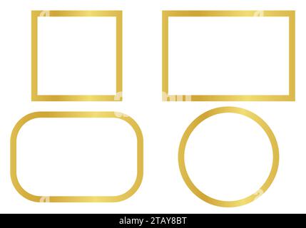 set of four frames border in golden outline Stock Vector