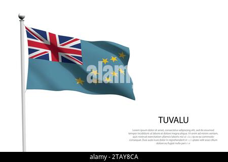 National flag Tuvalu isolated waving on white background Stock Vector