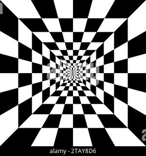 black and white optical illusion checked background Stock Vector