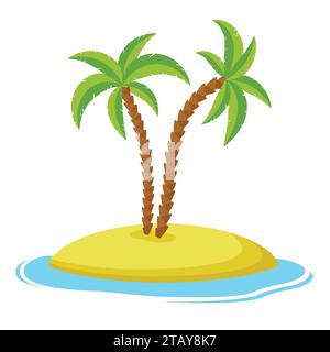 Island with palm trees isolaed on white background, Summer vacation holiday tropical ocean, Vector illustration Stock Vector