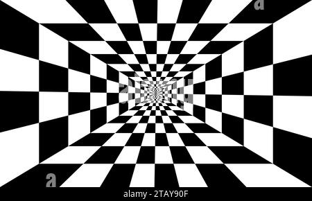 black and white optical illusion checked background Stock Vector