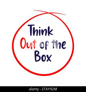 Think out of the box text marked on red Stock Vector