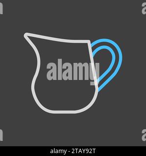 Creamer jug vector on dark background icon. Dairy product sign. Graph symbol for cooking web site and apps design, logo, app, UI Stock Vector