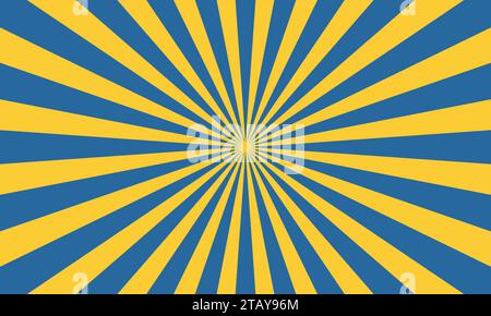 blue and yellow sun burst background with colourful stripes and rays vector Stock Vector