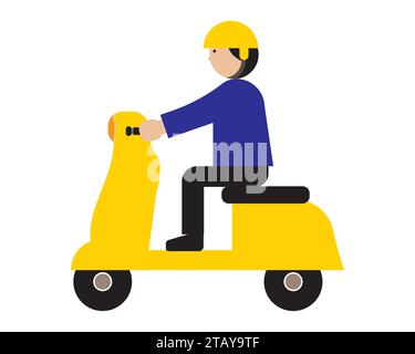 3d man with a helmet riding scooter Stock Vector