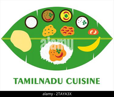 Cuisine of Tamil Nadu , Food Culture of Tamil Nadu vector illustration Stock Vector