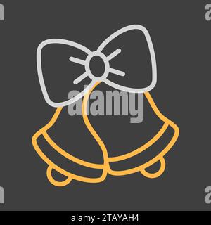 Wedding, Christmas bells isolated on dark background icon. Vector illustration, romance elements. Sticker, patch, badge, card for marriage, valentine Stock Vector