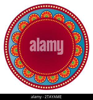 vector illustration of colorful traditional floral circular template Stock Vector