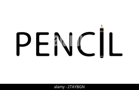 Pencil calligraphy with pencil icon vector illustration Stock Vector