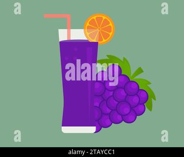 glass of Grape juice with Grapes vector illustration Stock Vector