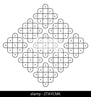 Rangoli or muggu or kolam is an art form originating in the Indian subcontinent. Patterns are created on the floor or the ground using materials such Stock Vector